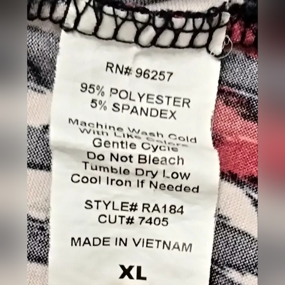 Per Section Concept Women Black Red Geometric Short Sleeve Tunic Blouse XL - Picture 6 of 6